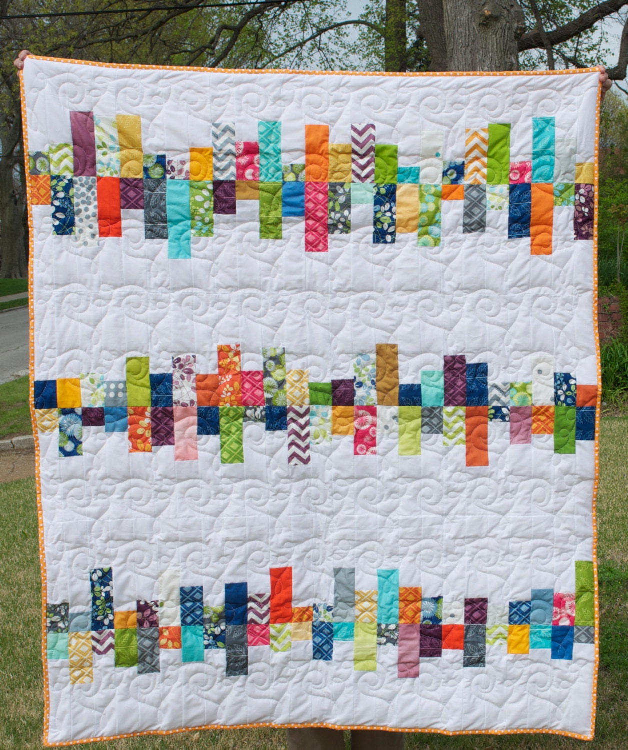 Modern Throw Quilt, Small Lap Quilt, Wall Hanging