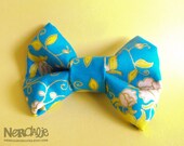 SMALL Teal Royal Blue Gold Leaf Flowers Hair Bow - Ready to Ship