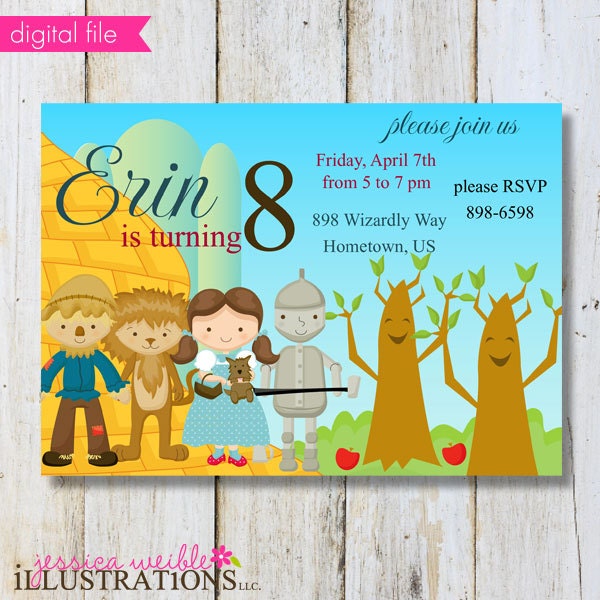Wizard of Oz Theme V4 Premade Printable Invitation Card Invite, Commercial Use, Personal Use, U PRINT Il_570xn