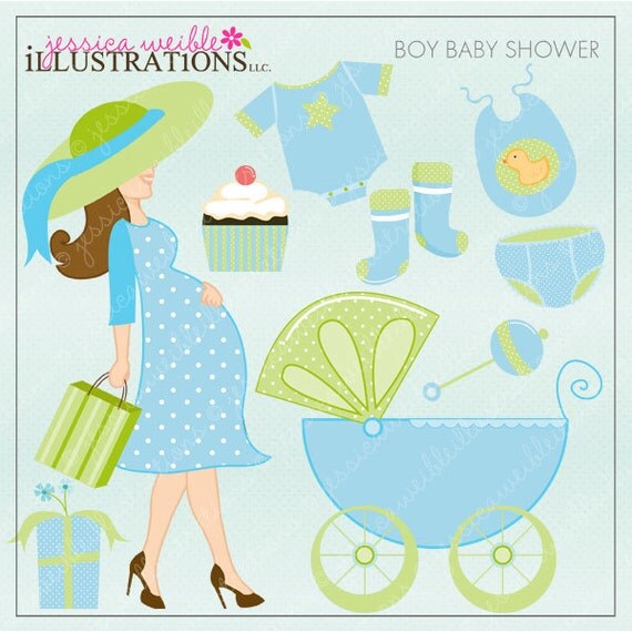 Boy Baby Shower Cute Digital Clipart for Card Design, Scrapbooking, and Web Design Il_570xn