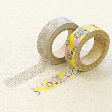2 Set - Promnade Yellow Circle Adhesive Masking Tapes (0.6in)