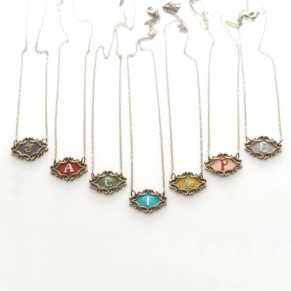 Made to Order Initial Necklace, hand embroidered initial necklace, letter, bridesmaid gift, mothers day