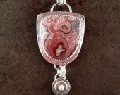 Crazy Lace Agate Cabochon Sterling metalwork necklace