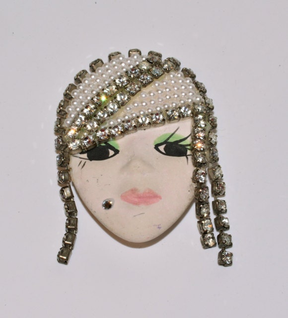 Vintage Lady Head Pin