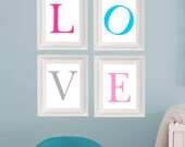 LOVE set of 4 custom PRINTS 8" x 10"  Home Bedroom Nursery Decor Lettering Poster