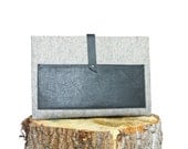 13 inch MacBook Pro Sleeve - Grey Wool Felt with Black Leather - Laptop Case