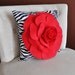 Red Rose on Zebra Pillow  14 x 14