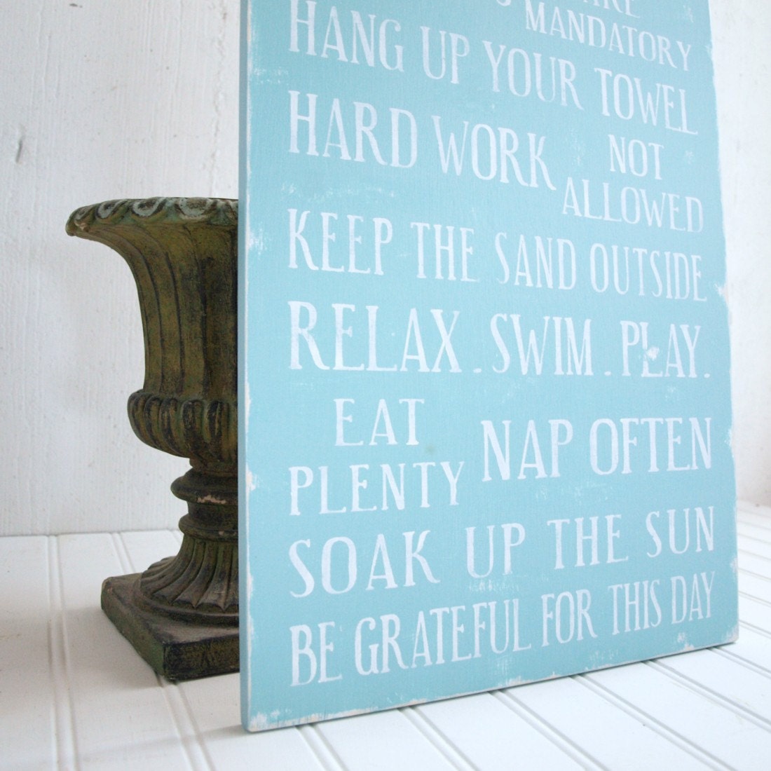 Beach House Rules, Lake House Rules or Cottage Rules Wood Sign. Choose Your First Line and Color. Flip Flops Are Mandatory