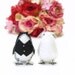 Wedding Cake Topper. Black and White Fabric Lovebirds. Lace and Pearls.