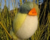 Soft Tweet Bird - whimsical fibre art unique wool ornament
