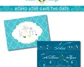 BOHO Chic Wedding STD Save the Date  --  Printable Digital File  --  DIY Bride  --  bohemian vintage modern retro mid century