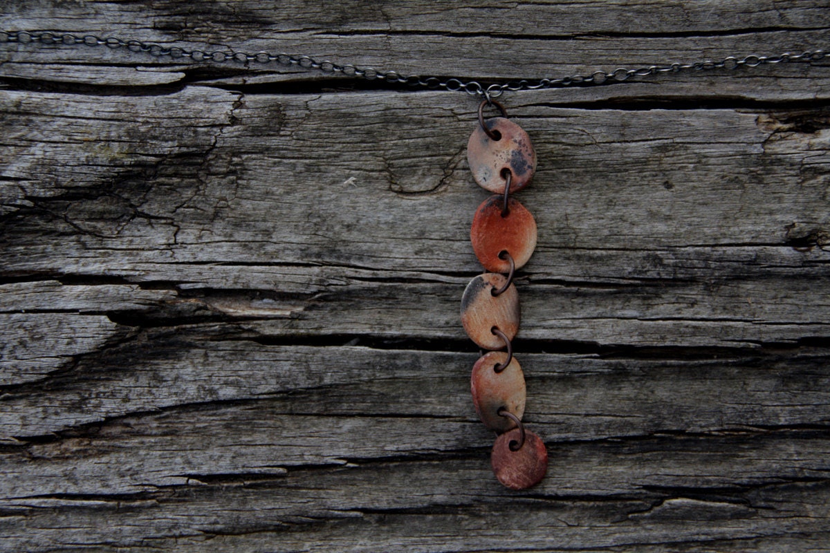 Raised from ashes - Snake path - pit fired one of a kind necklace