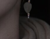 Black clay, pink coral, sandal wood beads and oxidized sterling silver earrings