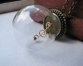 Glass Globe Necklace Music Gold tone Treble Clef