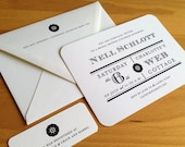 Nautically Inspired Bridal Shower Invite - Heavy White Stock, Navy Ink - Custom Colors Available - Set of 25