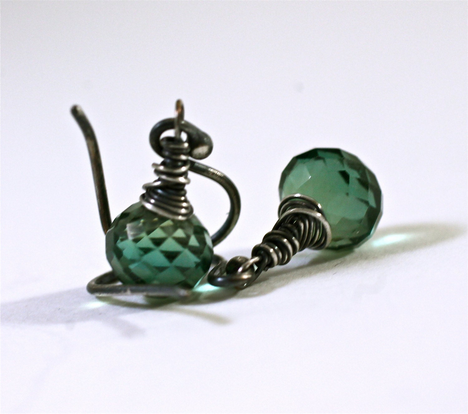 Emerald Green Earrings Little Gemstone Drop Earrings Amy Fine Design