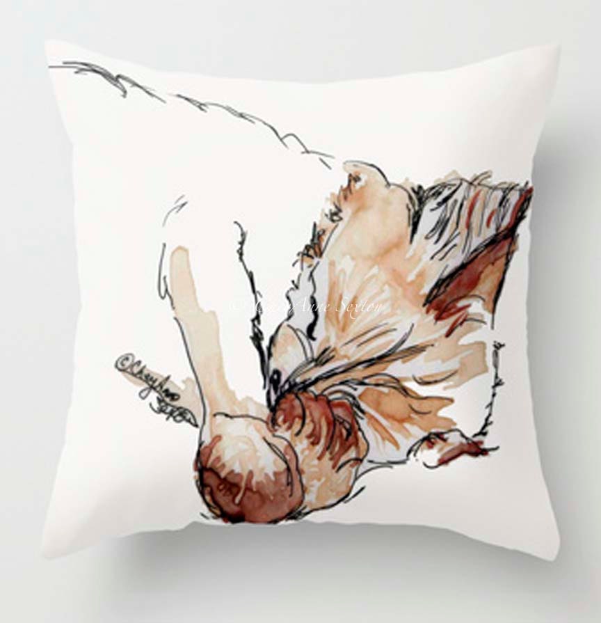 Siamese Kitten Watercolor PILLOW 20x20  - Fine Art Home Decor Pillow cover
