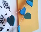 Heart Banner / Garland / Little Wooden Hearts / Turquoise / Aqua  Blue / 20 Hearts /  Mothers Day / Wedding  / Holiday Nursery Home Decor