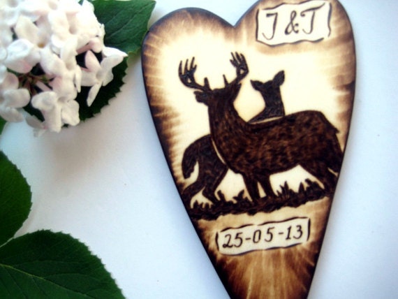 Deer couple cake topper -Rustic weddings -Personalized