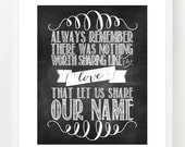 The Avett Brothers - Always remember there was nothing worth sharing like the love that let us share our name - CHALKBOARD - 8x10 or 11x14