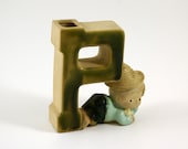 Japanese Stoneware Bud Vase - Typography Letter P