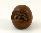 Vintage Wooden Netsuke Daruma -- Japanese Buddha Sculpture