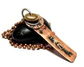 Hand Stamped Oxidized Steampunk Copper "FAITH" Jewelry Necklace with Beach Stone Pebble- OOAK Handmade by Allybeans