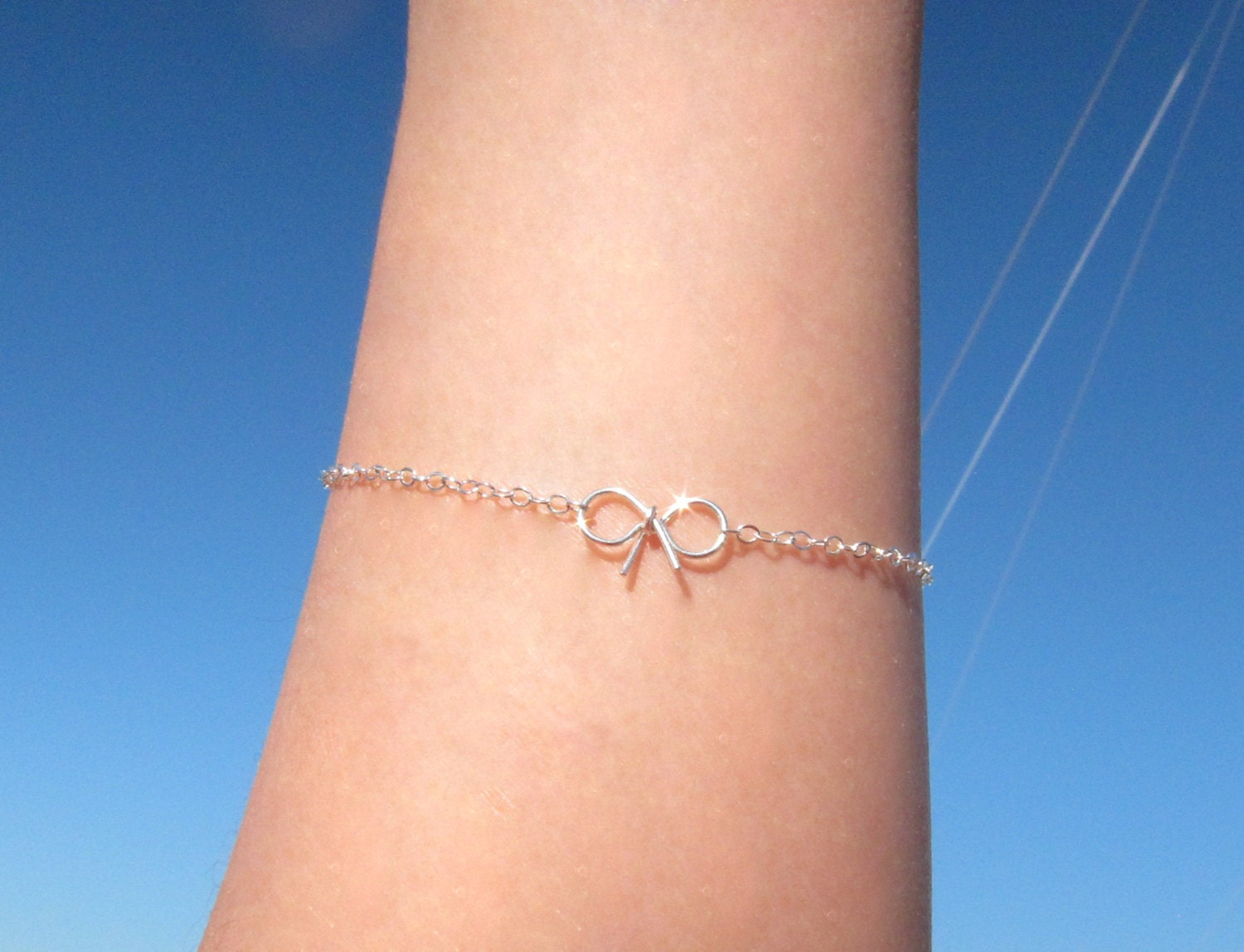 Sterling Silver Bow Bracelet, Bridesmaid Bracelet, Tie the Knot Bracelet, Wedding Party Jewelry, Bridal Party Jewelry
