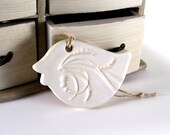Ceramic Bird Ornament Dove White Christmas Ornament Holiday Ornament Wall Art Wall Hanging Home Decor Kids Room Gift