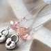 Blushing Pink Crystals Antique Silver 2 Sided Heart Drop Earrings