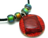 ON SALE - Red Dichoric Pendant Mood Necklace
