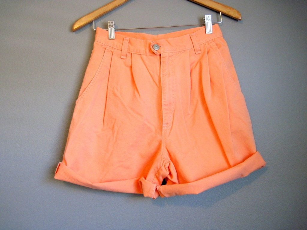 Peach High Waisted Shorts Vintage Twill Orange Medium