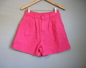Hot Pink High Waisted Denim Shorts Vintage Jean Neon Medium