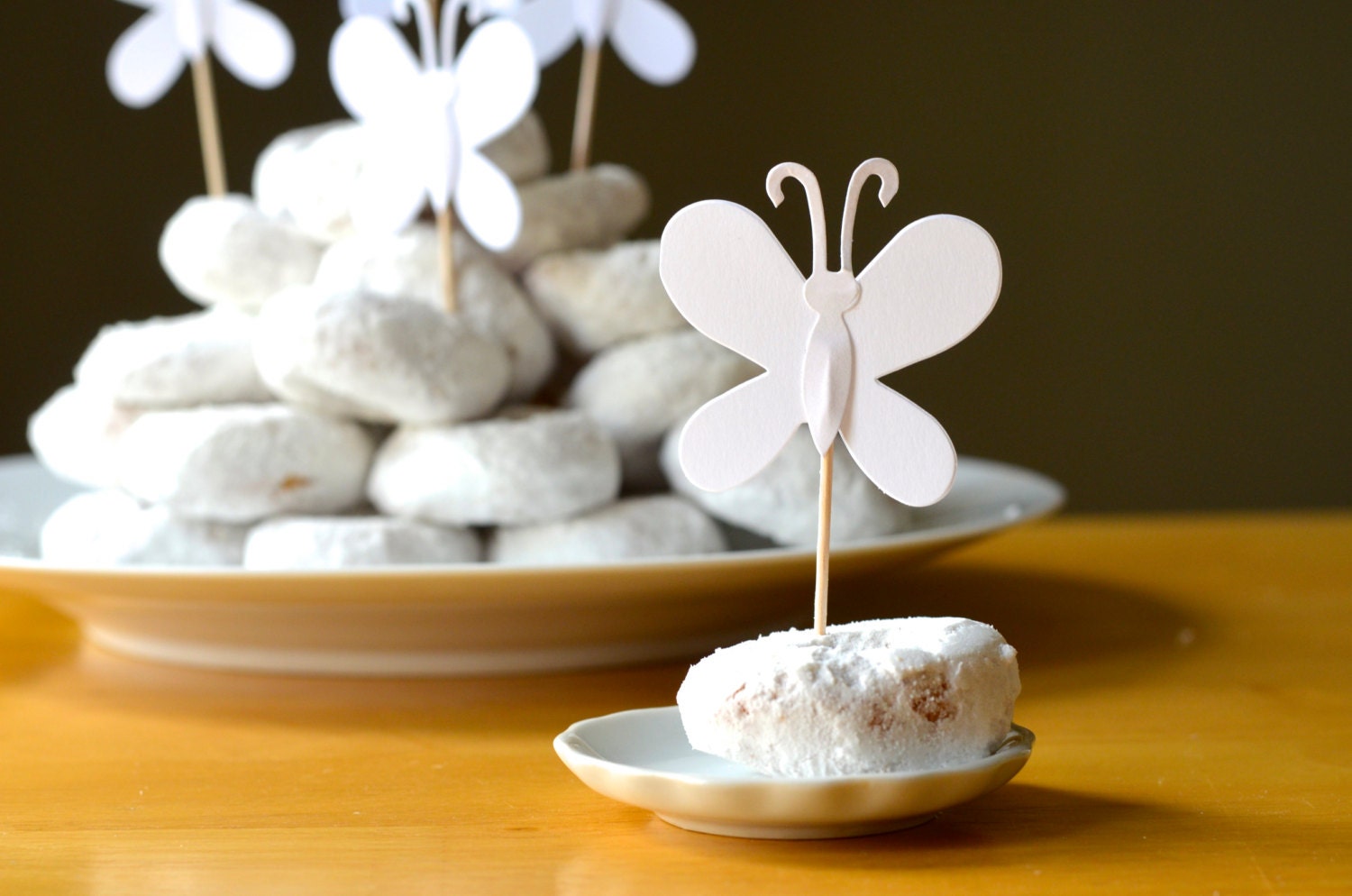 White Butterfly Cupcake Toppers, set of 12