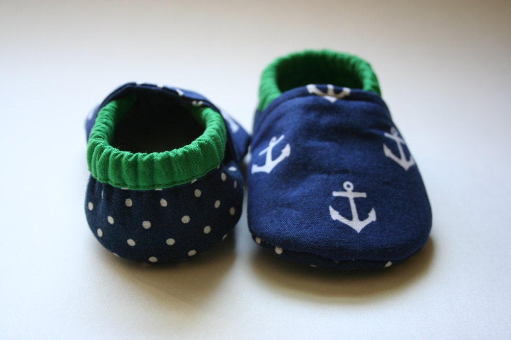 Soft-soled Booties in Anchors Aweigh Size 0-6 months