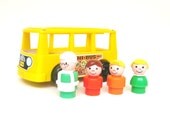 Vintage Fisher Price Yellow Minibus and Passengers