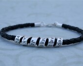Hand Stamped Secret Message Bracelet -Dad/Father/Grandpa/Uncle - Sterling Silver - Leather -