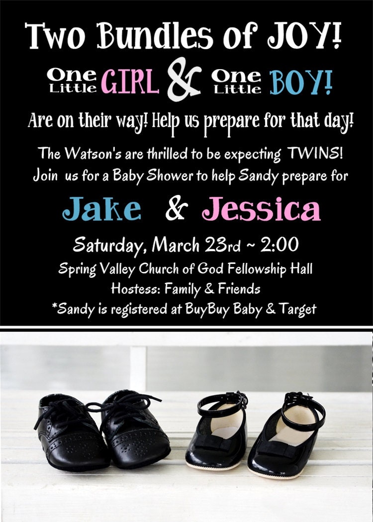 BOY and GIRL TWIN Baby Shower Invitations