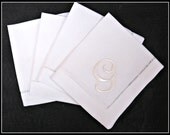 Set of 4 linen blend folded cocktail napkins monogrammed / personalized / embroidered in your choice of monogram and color