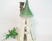 Fairytale Tower - Rapunzel - Night Light - Fairy House - LG - Wheel Thrown - Ready to Ship