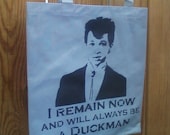 Pretty in Pink Duckie tote bag stencil and spray paint art by Rainbow Alternative on Etsy