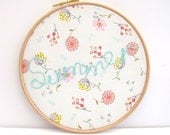 Summer -  Hand Embroidery Hoop Art  - Pretty White Florals - ready for display - 7 x 7 Inch  wooden Hoop by mirrymirry