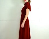 May Sale // 1950s Handmade Burgundy Velvet Dress // Small // Medium