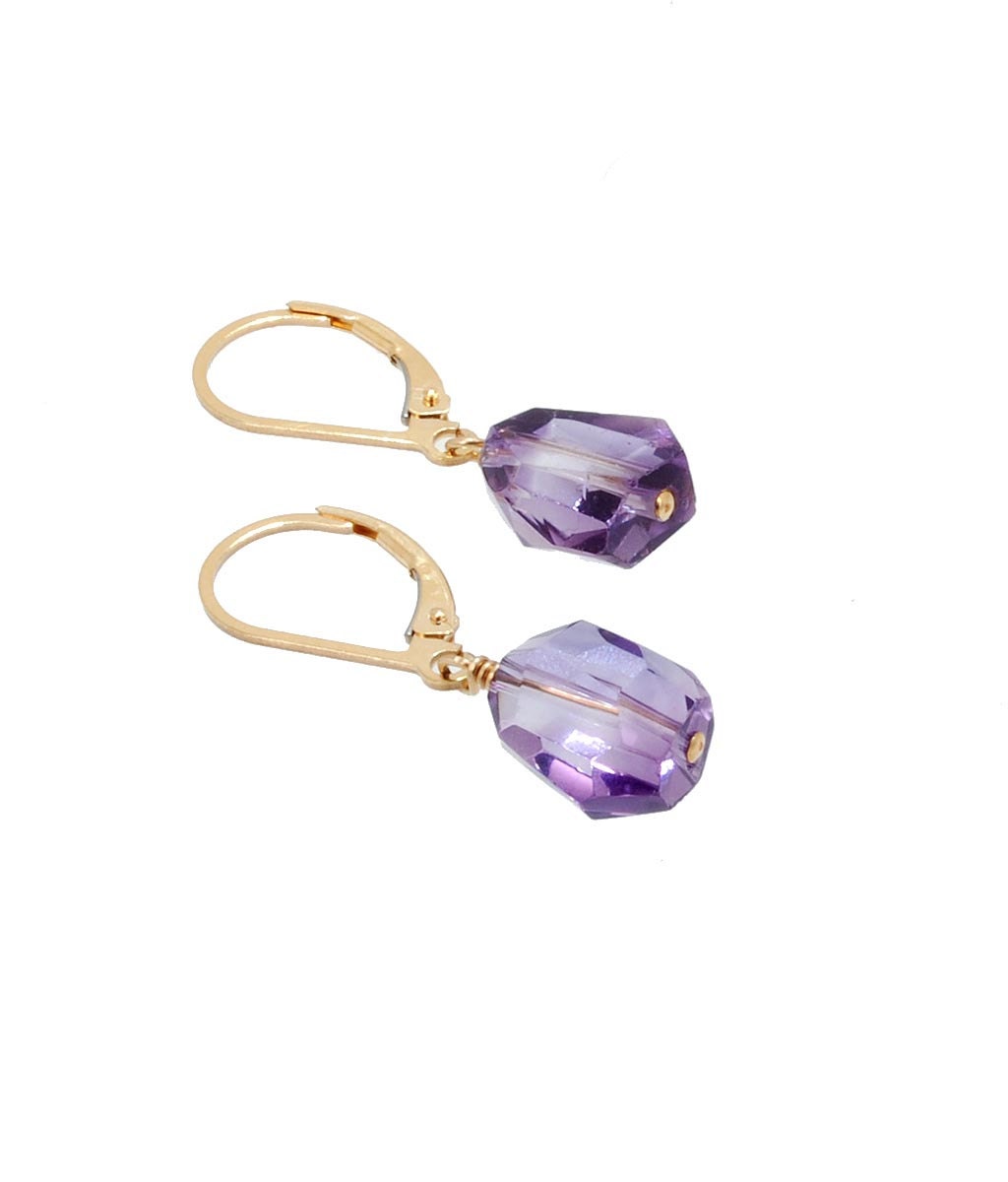 Chunky Amethyst Faceted 14K gold Fill earrings