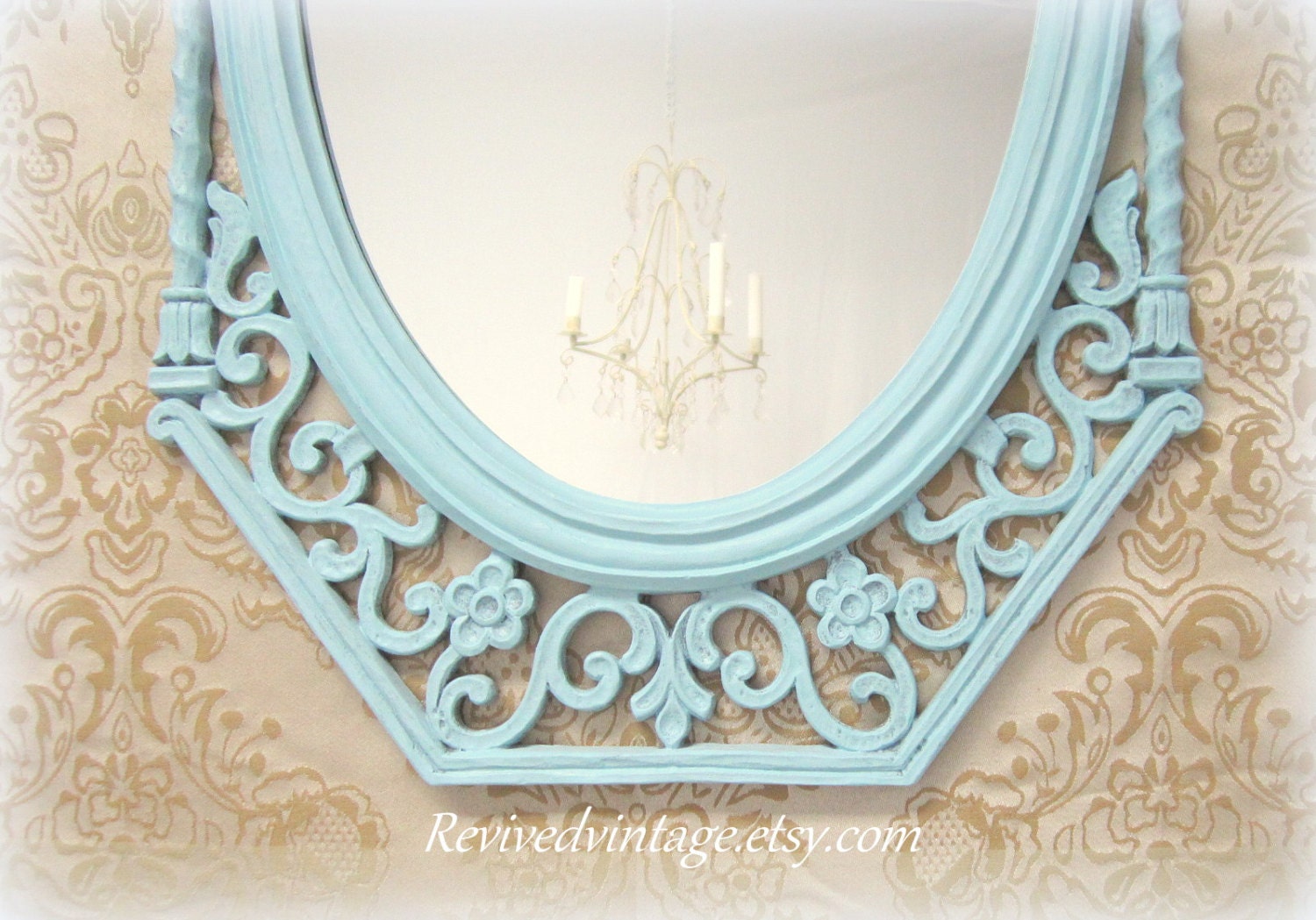 SHABBY CHIC NURSERY Mirror Teal Blue Framed Decorative Mirror Baby Girl Nursery Blue Robin's Egg Mirror Shabby Chic