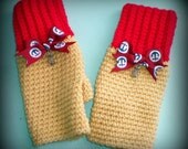 Crocheted Rockabilly Nautical Fingerless Mittens