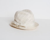 Vintage 60s 70s Ivory Check Print Yves Saint Laurent YSL Hat