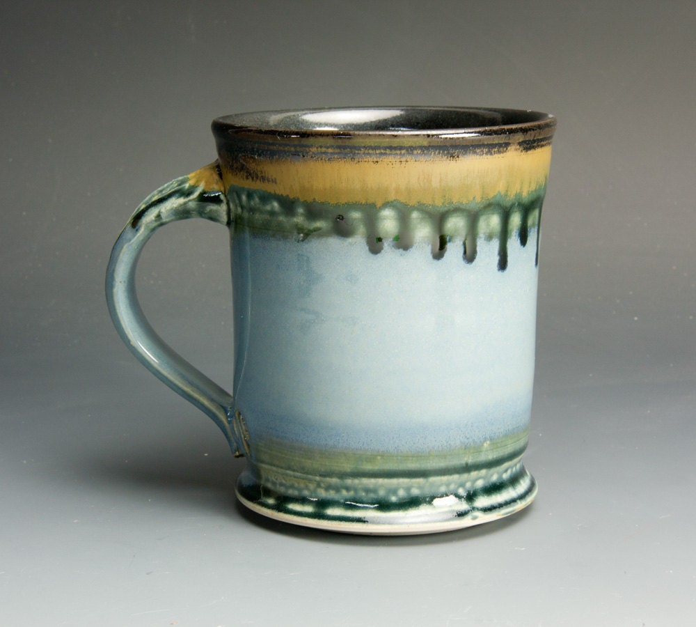 Handcrafted stoneware blue tea cup coffee mug -  986