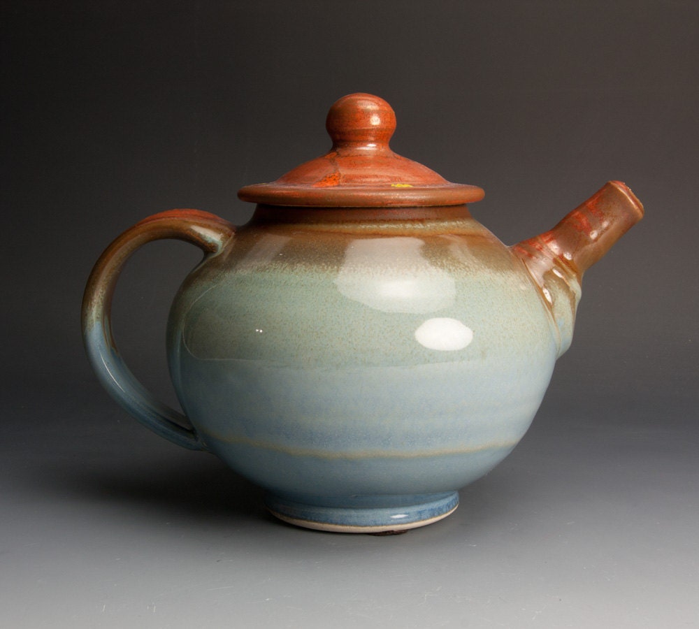 Sale - Handmade rust red stoneware 40 oz teapot - 1007