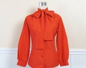 20% OFF SALE Vintage 1970's Red Polyester Blouse / Lady Holiday / Medium